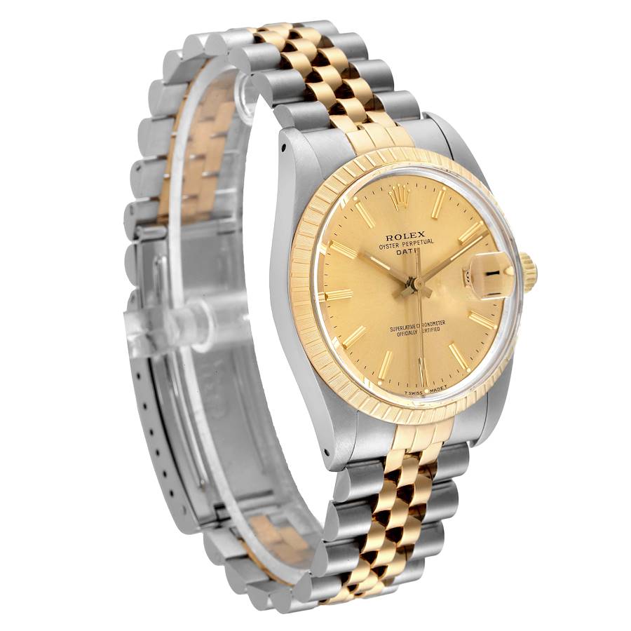 Ladies Rolex 26mm Date 18K Yellow Gold Two Tone Wristwatch w/ Champagne Dial & Fluted Bezel. (Pre-Owned 69173)