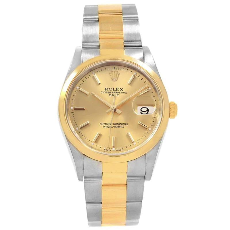 Ladies Rolex 26mm DateJust 18K Two Tone Wristwatch w/ Champagne Dial & Smooth Bezel. (Pre-Owned)