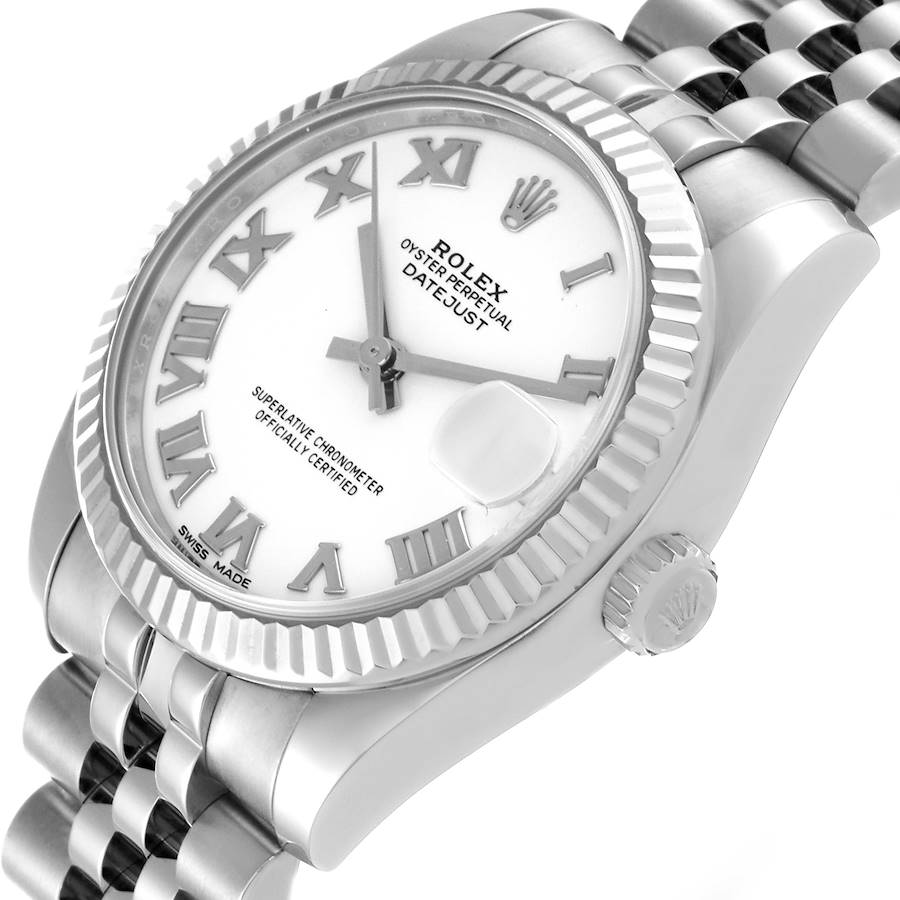 Ladies Rolex DateJust 31mm Midsize Stainless Steel Wristwatch w/ White Roman Numeral Dial & Fluted Bezel. (Pre-Owned)