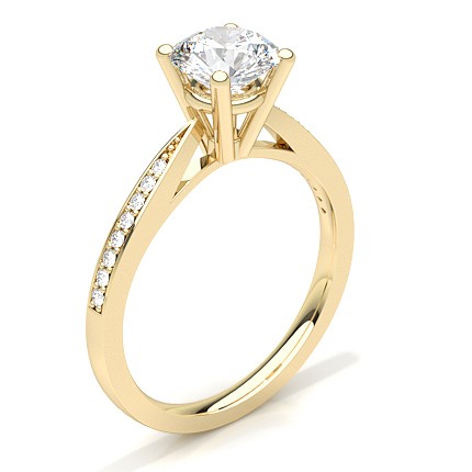 Woman's 14K Yellow Gold 0.60 CT (SI Color I) Center Diamond Engagement Ring. (Size: 6.50)