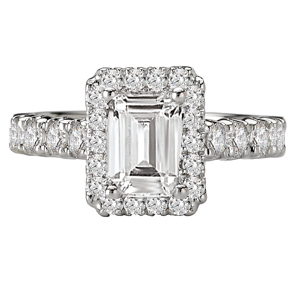 14K White Gold Halo Semi-mount Romance Collection Wedding Ring.