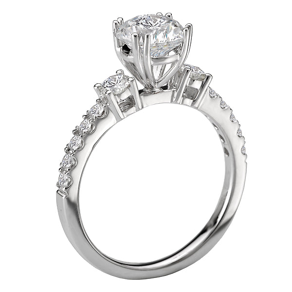 3-Stone Semi-Mount 14K White Gold Romance Collection Wedding Ring.