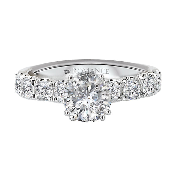 14K White Gold Semi-Mount Romance Collection Wedding Ring.