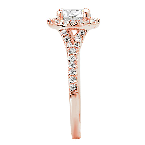14K White / Rose Gold Halo Semi-Mount Romance Collection Wedding Ring.