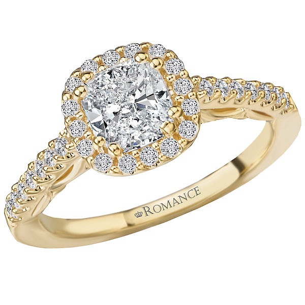 14K Yellow Gold Halo Semi-Mount Romance Collection Wedding Ring.