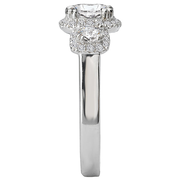 3-Stone Semi-Mount 14K White Gold Romance Collection Wedding Ring.