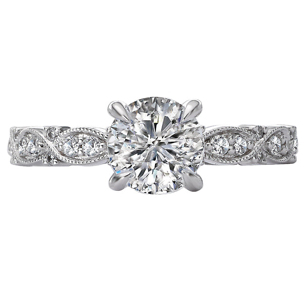 14K White Gold Infinity Semi-Mount Romance Collection Wedding Ring.