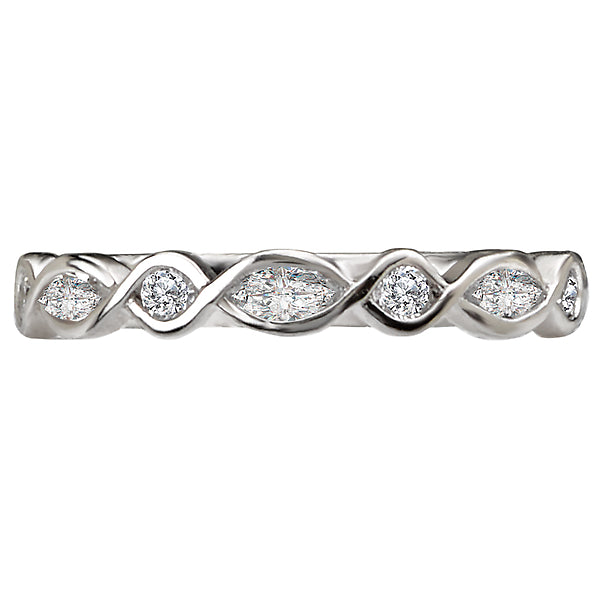 14K White Gold Classic Romance Collection Wedding Band.