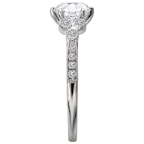 14K Two Tone White / Rose Gold Semi-Mount Romance Collection Wedding Ring.
