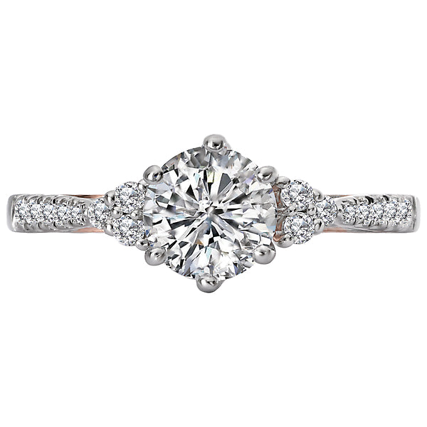 14K Two Tone White / Rose Gold Semi-Mount Romance Collection Wedding Ring.