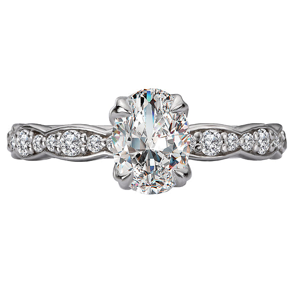 14K White Gold Classic Semi-Mount Romance Collection Wedding Ring.