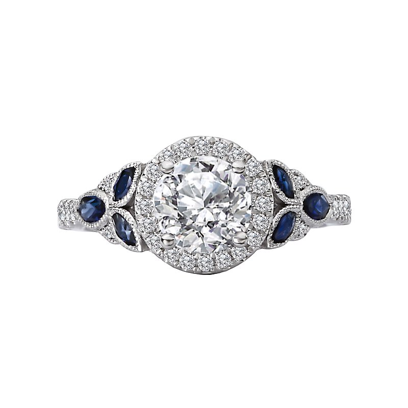 14K White Gold Sapphire and Semi-Mount Romance Collection Wedding Ring.