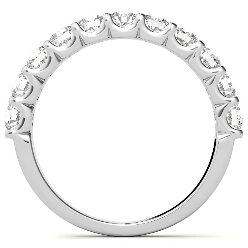 Woman's 14K White Gold 9 Stone 1.10 CT (SI Color H) 2.8 GR Diamond Anniversary Band. (Size: 6.5)