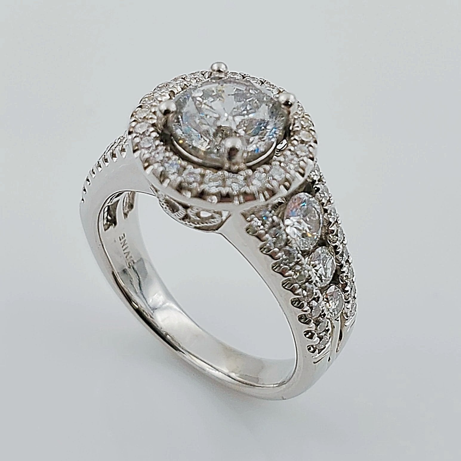 Women's 14K White Gold with 1.00 CT Round Diamond (I2 Color I) 5.0 GR Total Weight Wedding Ring. (Size: 4.75)