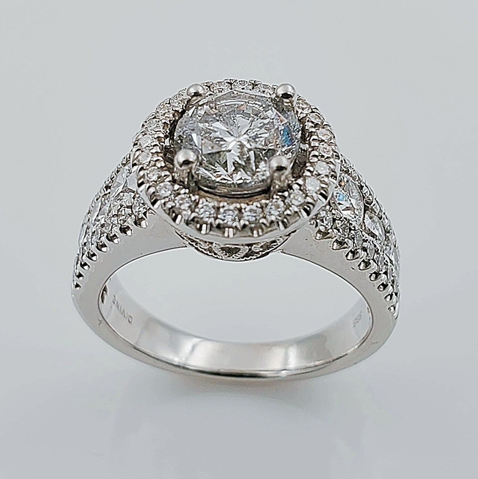 Women's 14K White Gold with 1.00 CT Round Diamond (I2 Color I) 5.0 GR Total Weight Wedding Ring. (Size: 4.75)