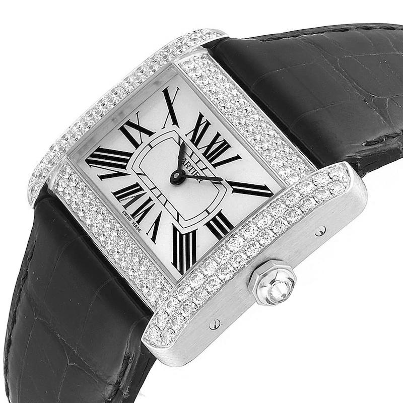 Ladies Cartier Divan Watch with Leather Band and Diamond Bezel. (Pre-Owned WA301770)