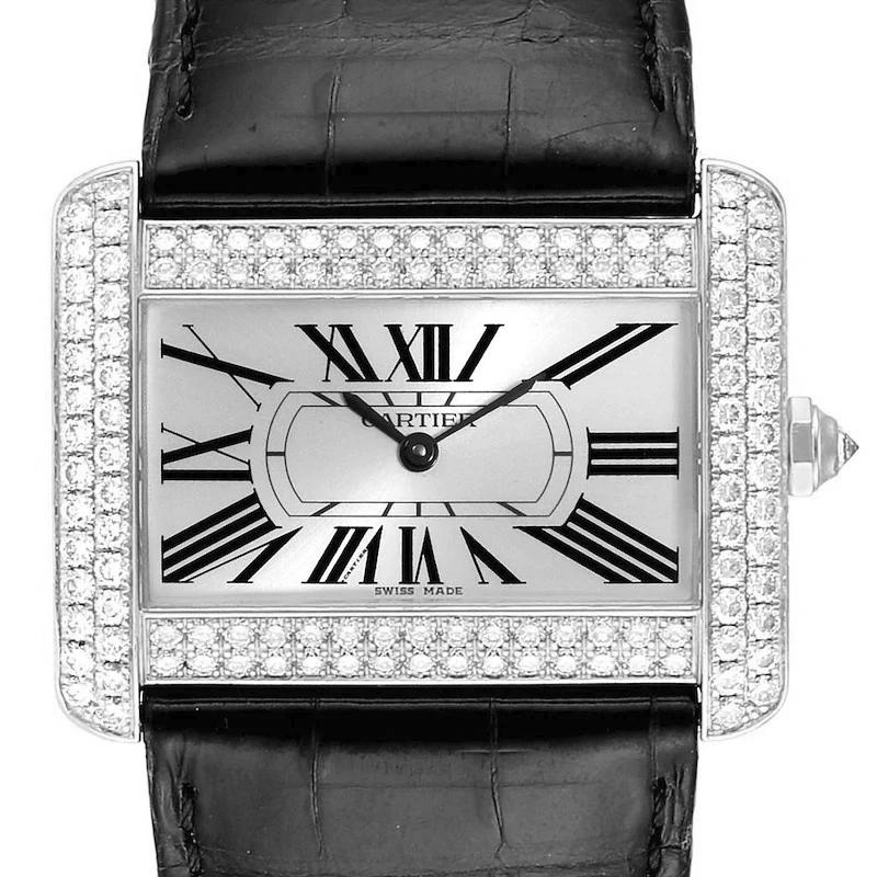 Ladies Cartier Divan Watch with Leather Band and Diamond Bezel. (Pre-Owned WA301770)