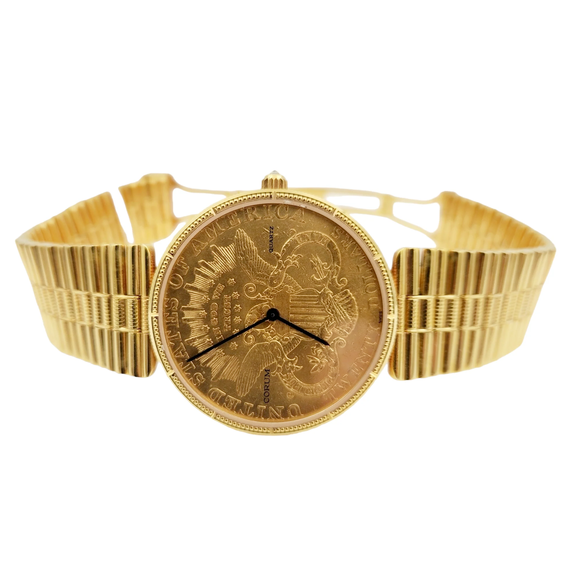 Corum 35mm American Twenty Dollars Double Eagle 22K Yellow Gold Coin Watch with 18K Yellow Gold Band and Bezel. (Pre-Owned 1877)