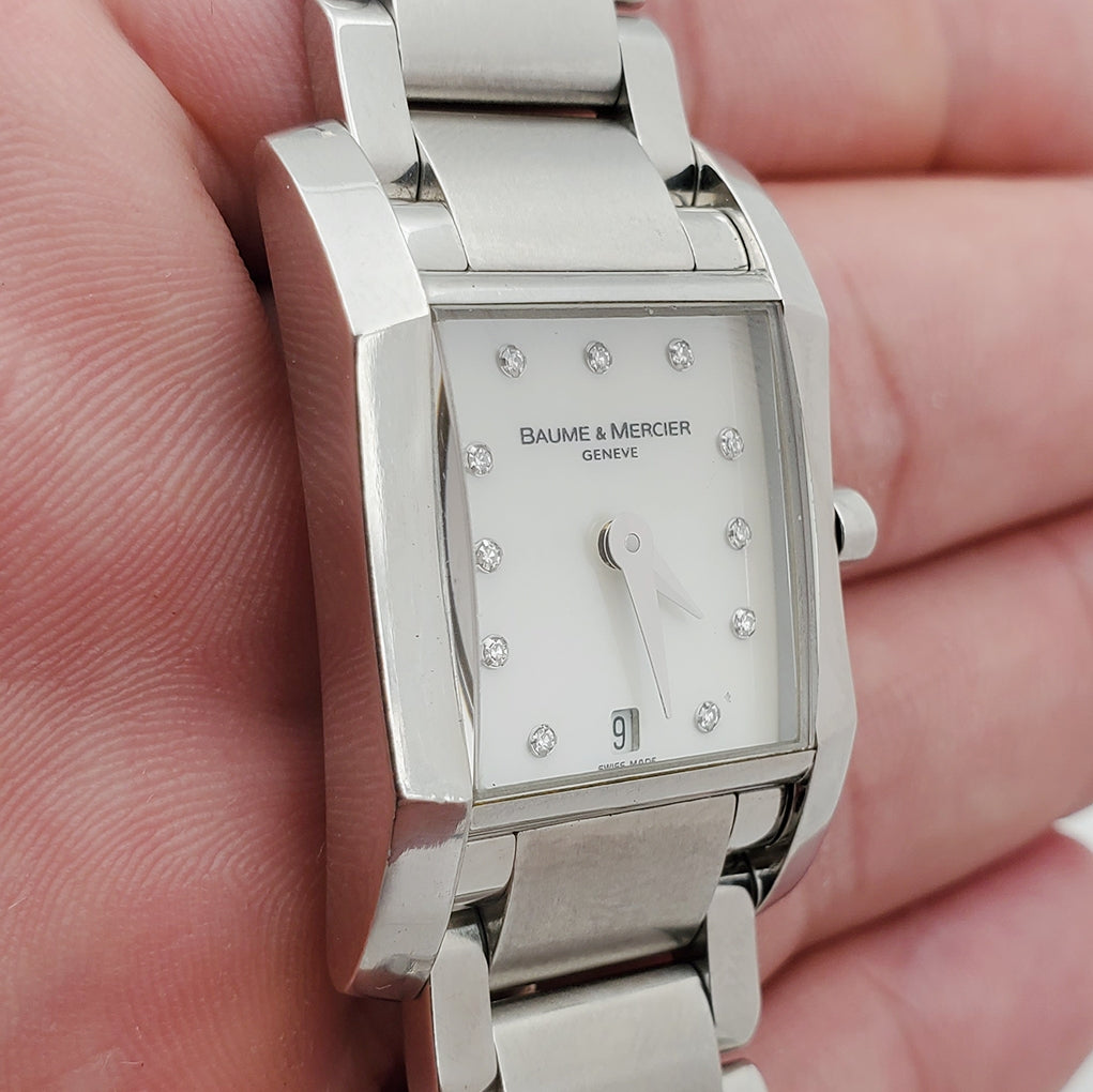 Ladies Baume & Mercier Hampton Stainless Steel Watch with Diamond Mother of Pearl Diamond Dial. (Pre-Owned)