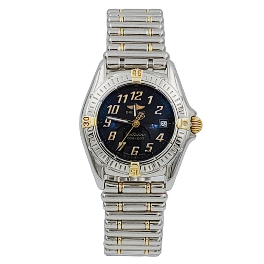 Ladies Breitling 28mm Callistino Two-Tone Watch with Blue Dial. (Pre-Owned B52045)
