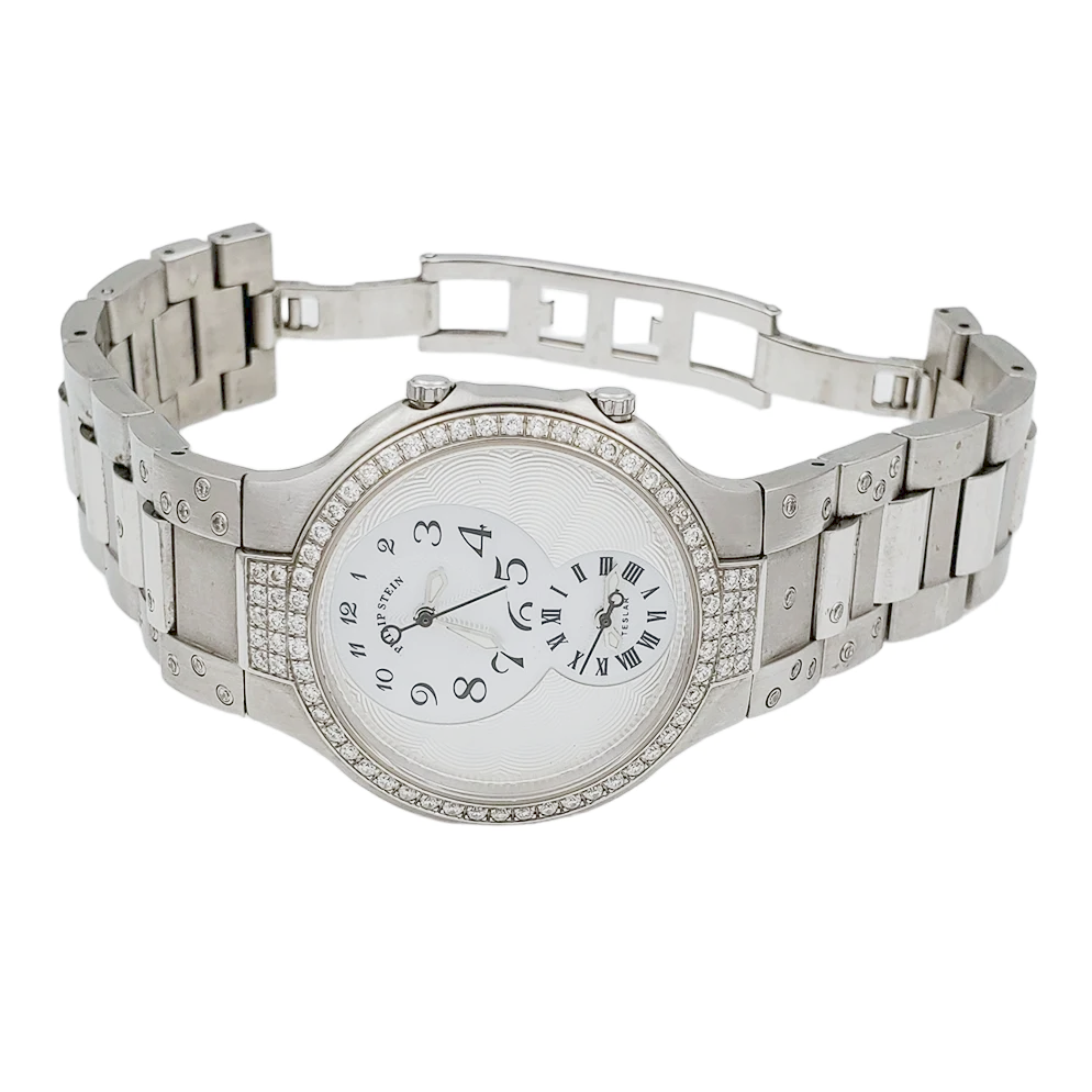 Ladies Philip Stein Teslar 33mm Stainless Steel Watch with Mother of Pearl Dial and Diamond Bezel. (Pre-Owned)