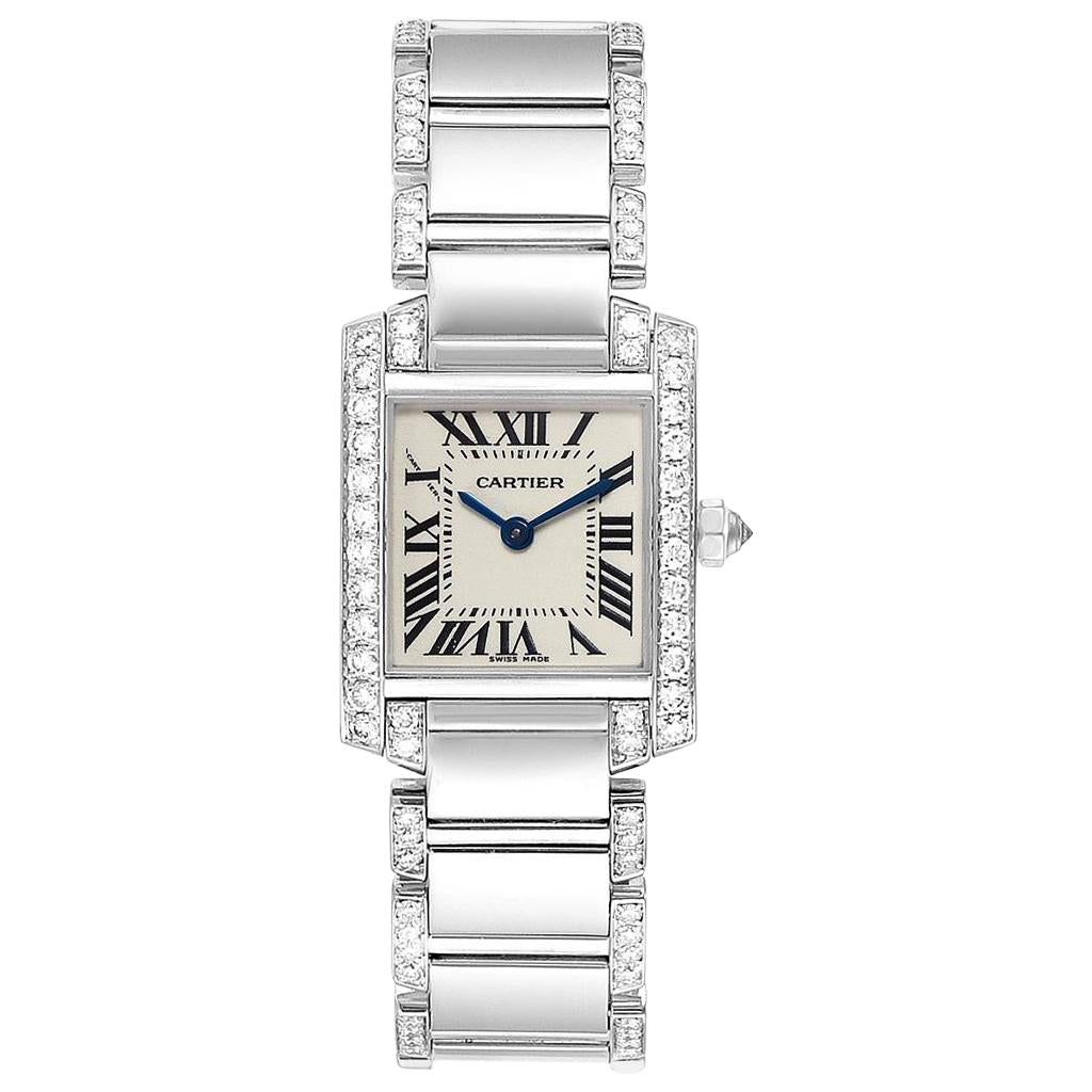 Ladies Small Cartier Tank Francaise Watch with Diamonds In Polished Finish. (Pre-Owned WE1002SF)