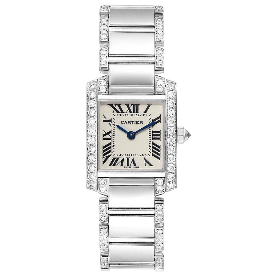 Ladies Small 20mm x 25mm Cartier Tank Francaise Stainless Steel Watch with Diamonds In Polished Finish. (Pre-Owned)