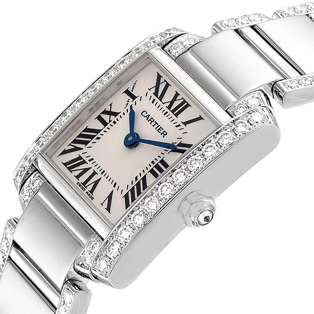 Ladies Small 20mm x 25mm Cartier Tank Francaise Stainless Steel Watch with Diamonds In Polished Finish. (Pre-Owned)