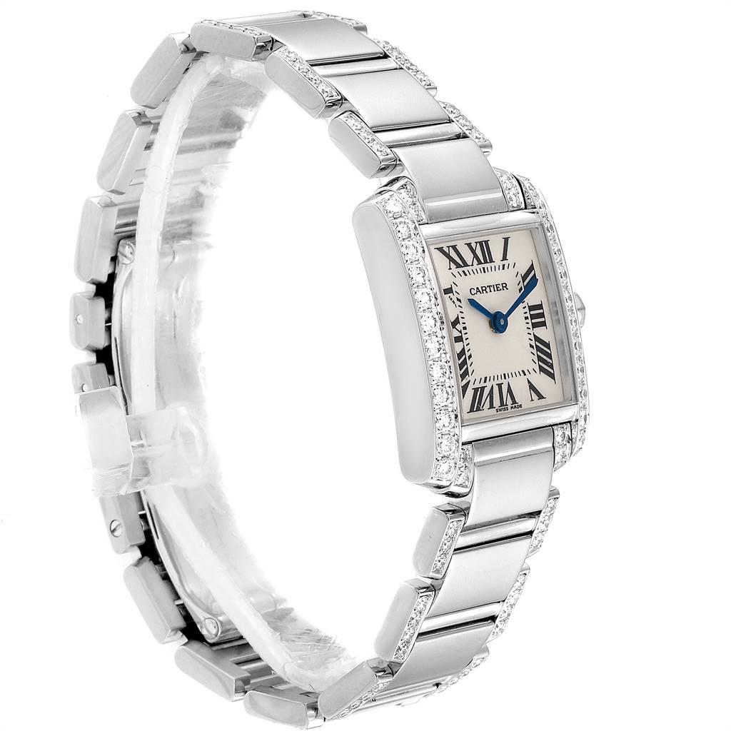 Ladies Small 20mm x 25mm Cartier Tank Francaise Stainless Steel Watch with Diamonds In Polished Finish. (Pre-Owned)