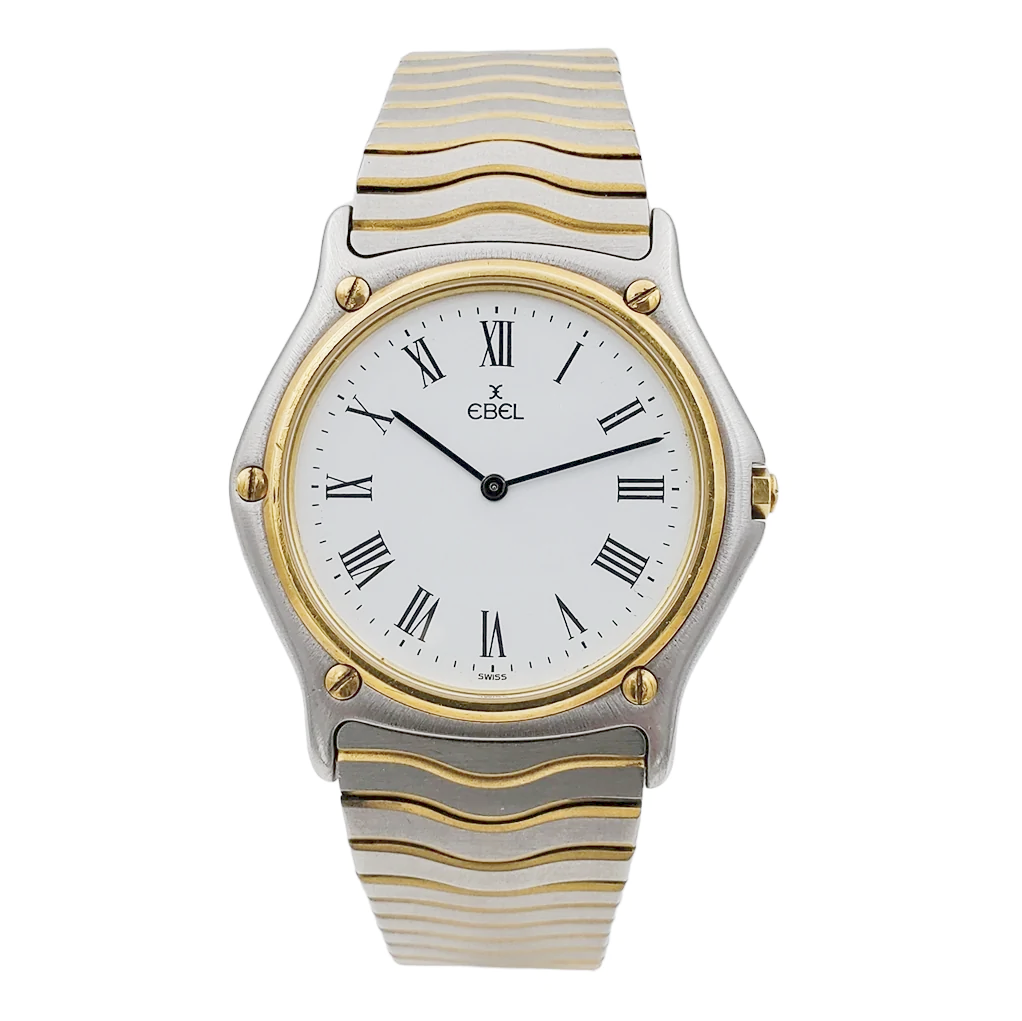 Men's Ebel 34mm 18K Yellow Gold / Stainless Steel Two Tone Band Watch with Roman Numeral Dial. (Pre-Owned)