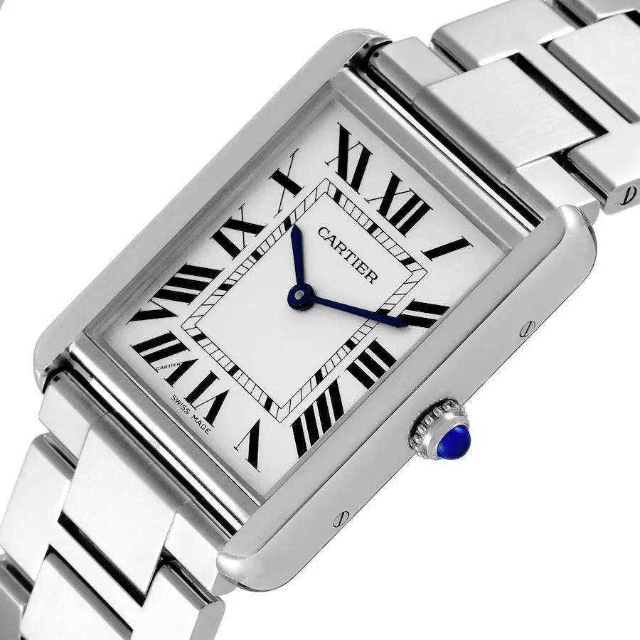 Men's Large Cartier Tank Solo Watch with White Dial in Matte Stainless Steel. (Pre-Owned)