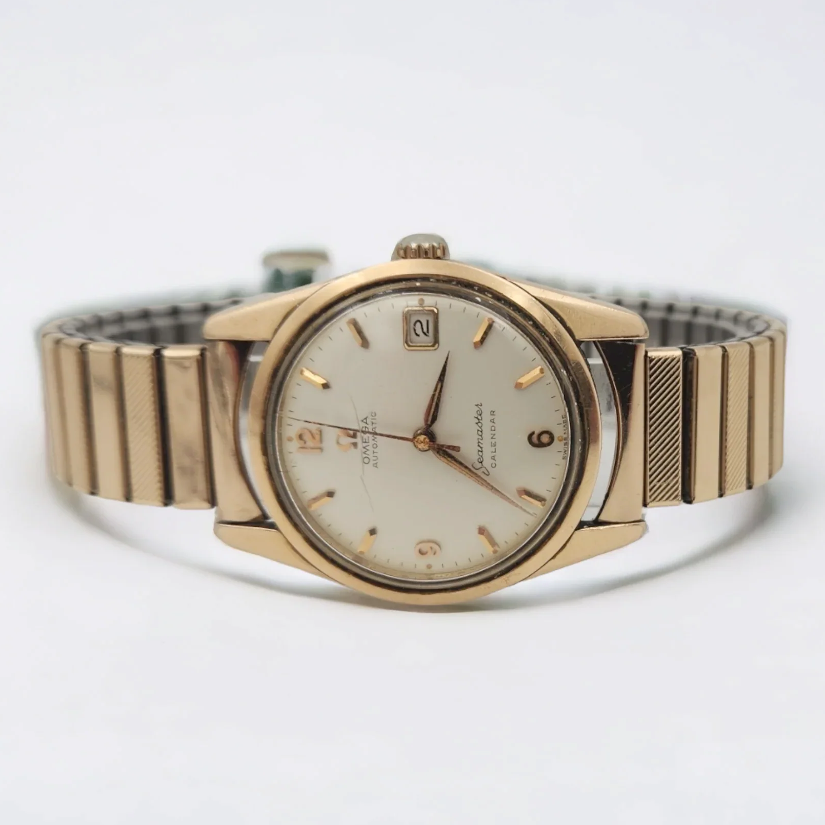 Men's Omega 34mm Vintage 1950's Seamaster Calendar Automatic Rose Gold Plated Watch. (Pre-Owned)