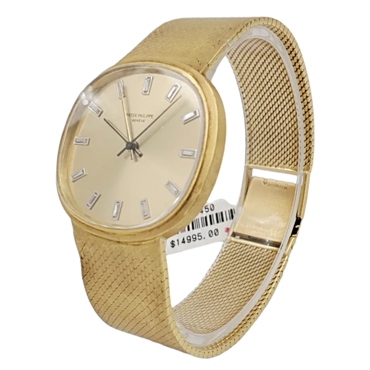 Men's Patek Philippe 36mm Ellipse 1974 Vintage 18K Yellow Gold Automatic Watch with Gold Diamond Dial. (Pre-Owned Model 3586)