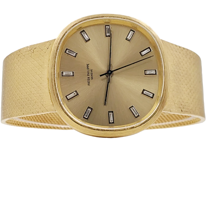 Men's Patek Philippe 36mm Ellipse 1974 Vintage 18K Yellow Gold Automatic Watch with Gold Diamond Dial. (Pre-Owned Model 3586)