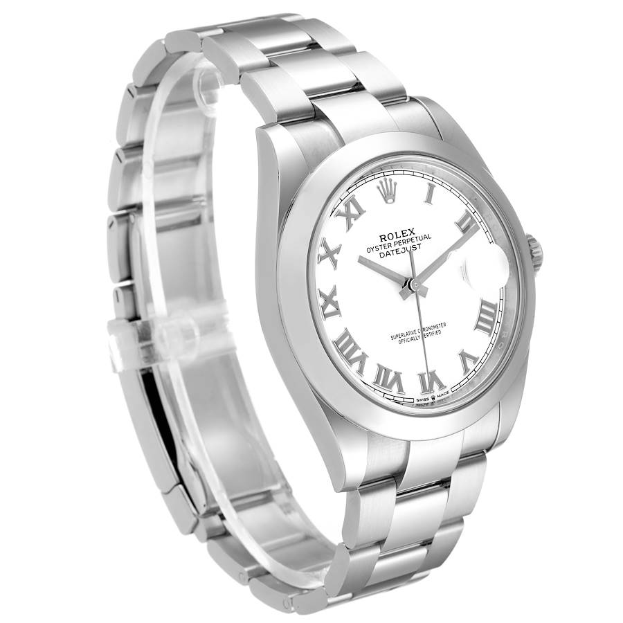 Men's Rolex 36mm DateJust Oyster Perpetual Stainless Steel Watch with Roman Numeral and White Dial. (Pre-Owned)