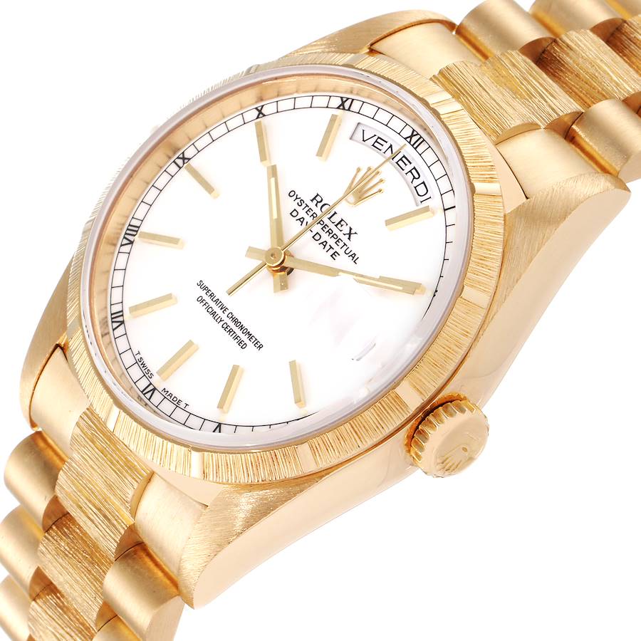 Men's Rolex 36mm Presidential 18k Yellow Gold Watch with Yellow Gold Dial and Fluted Bezel. (Pre-Owned 18248)