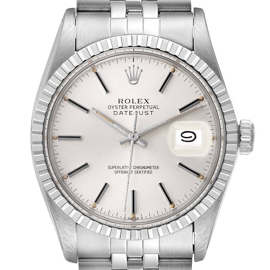 Men's Rolex 36mm Vintage DateJust Stainless Steel Watch with Silver Dial and Fluted Bezel. (Pre-Owned)