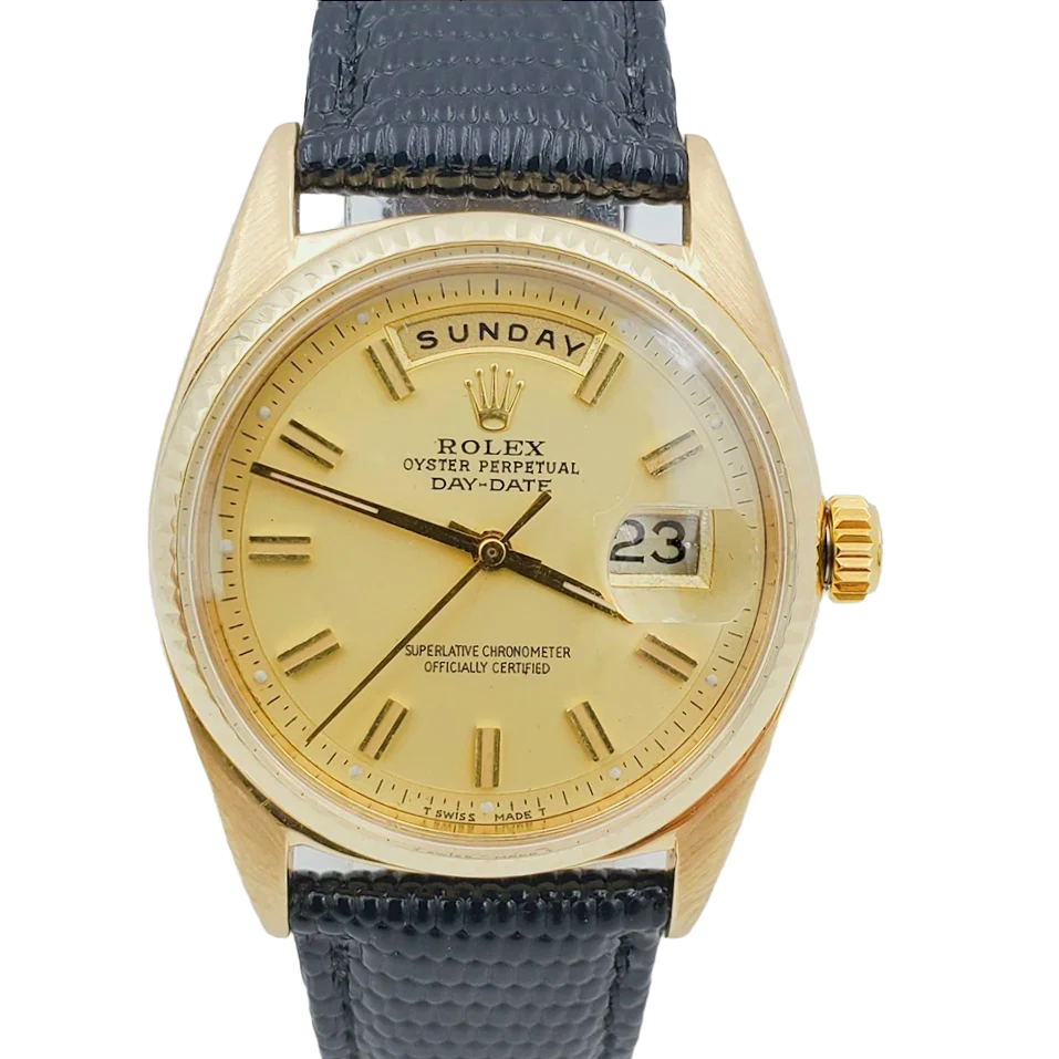 Men's Rolex 36mm Vintage Presidential 18K Yellow Gold Watch with Gold Dial and Fluted Bezel. (Pre-Owned 1803)