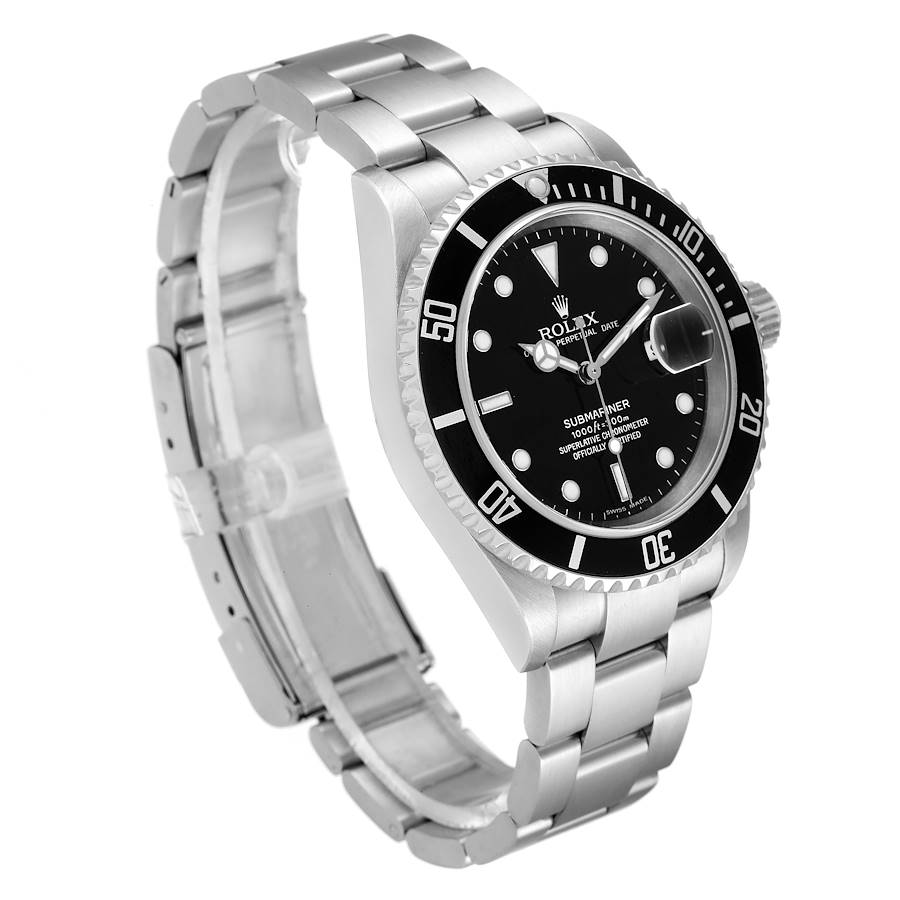 🏷️ PRICE CUT 1997 Men's Rolex 40mm Submariner Oyster Perpetual Stainless Steel Watch with Black Dial and Black Bezel. (Pre-Owned 16610)