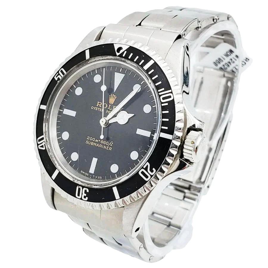 Men's Rolex 40mm Vintage 1960 Submariner Stainless Steel Watch with Black Dial and Fluted Bezel. (Pre-Owned 5513)