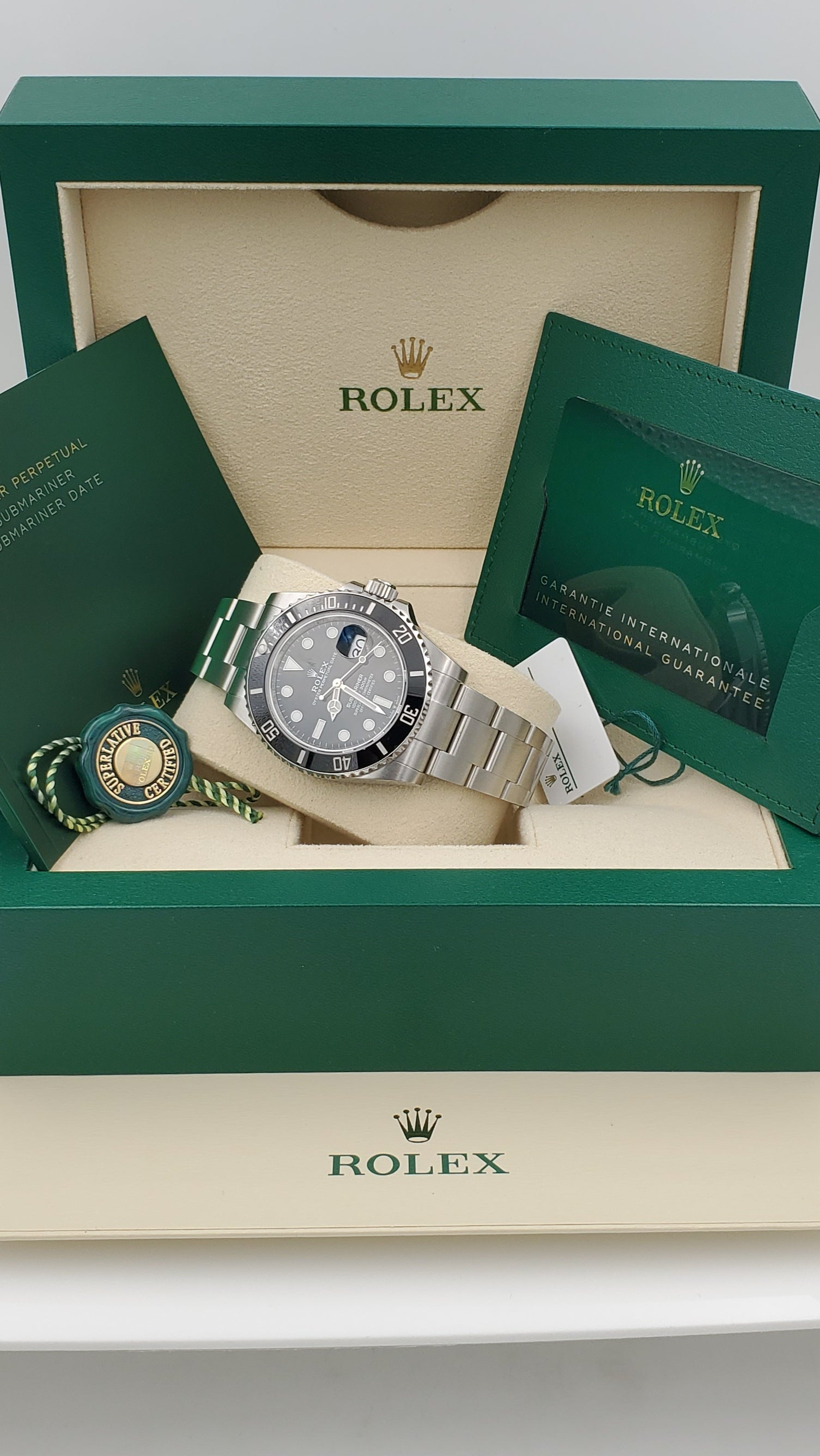 Men's Rolex 41mm Submariner Date Oyster Perpetual Stainless Steel Watch with Black Dial and Black Bezel. (NEW 126610LN)