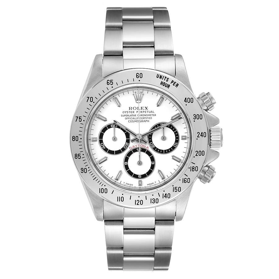 Men's Rolex Daytona 40mm Stainless Steel Watch with Zenith Movements and White Dial. (Pre-Owned 16520)