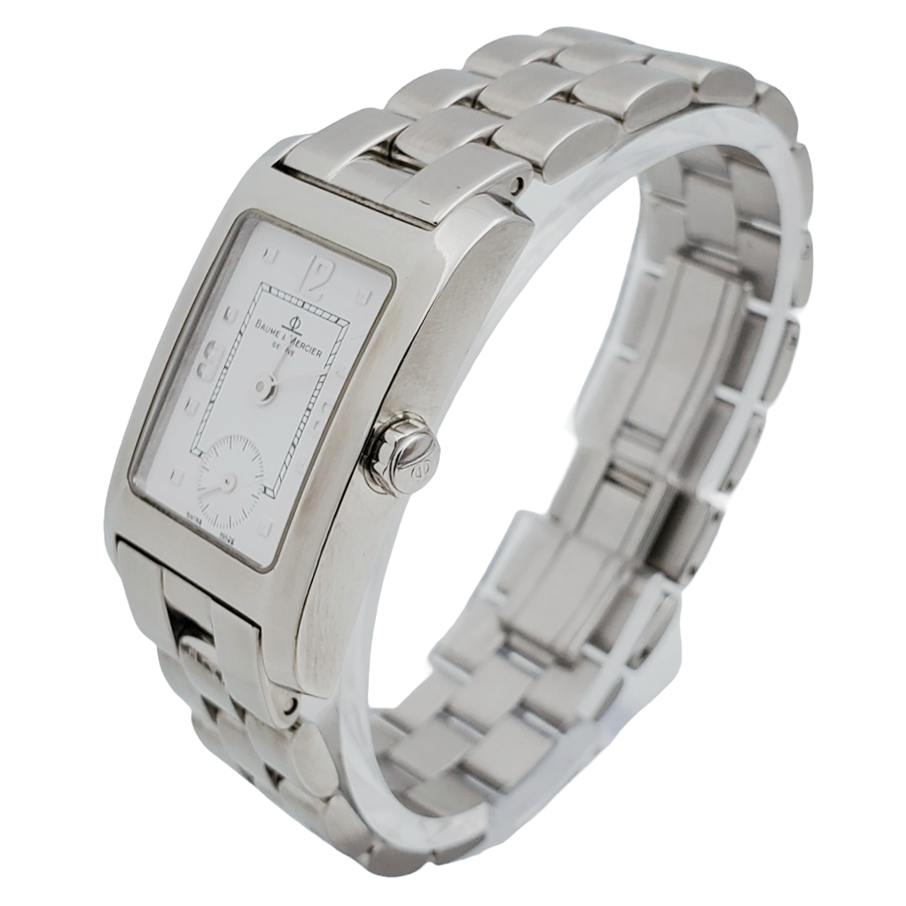 Ladies Baume & Mercier Hampton Stainless Steel Watch with White Chronograph Dial. (Pre-Owned)
