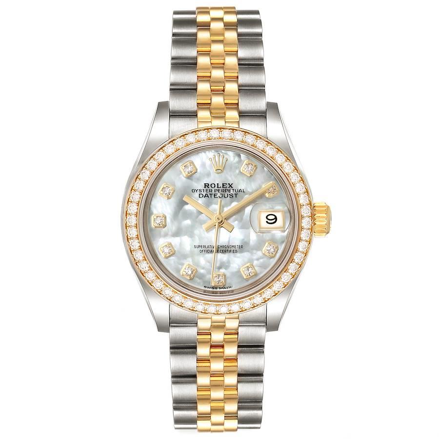 Women's Rolex 26mm DateJust 18K Gold Two Tone / Stainless Steel Watch with Mother of Pearl Diamond Dial and Diamond Bezel. (Pre-Owned)