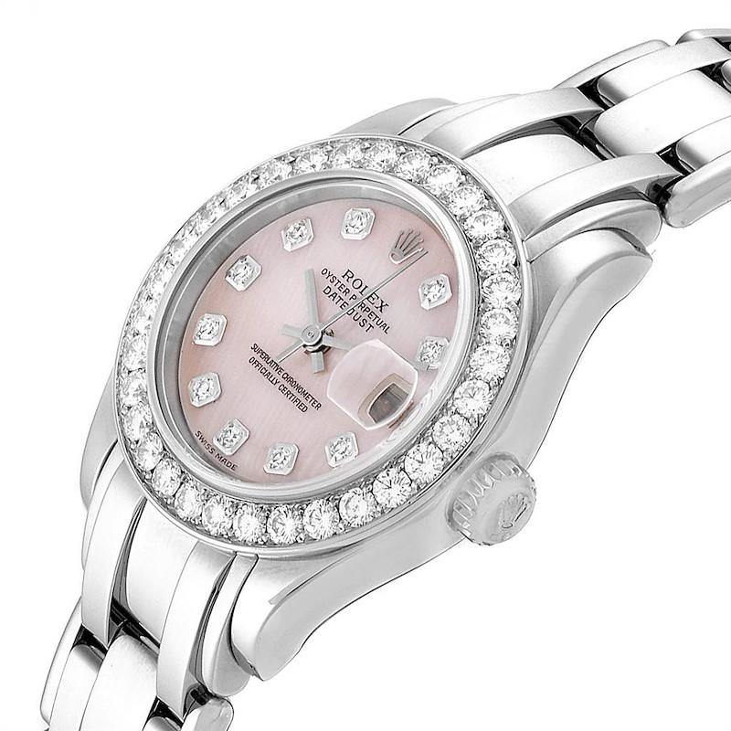 Ladies Rolex 29mm Pearlmaster 18K White Gold Watch with Mother of Pearl Diamond Dial and Diamond Bezel. (Pre-Owned)