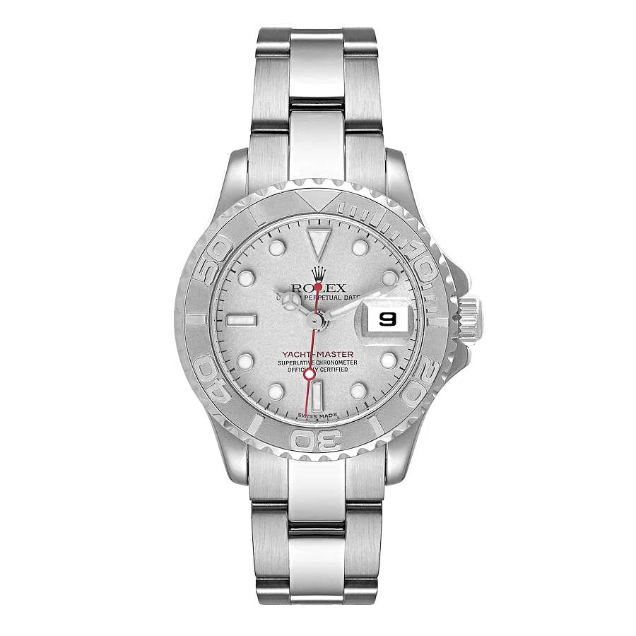 *2008 Ladies Rolex 29mm Yacht Master Stainless Steel Watch with Silver Dial and Rotatable Platinum Bezel. (UNWORN 169622)
