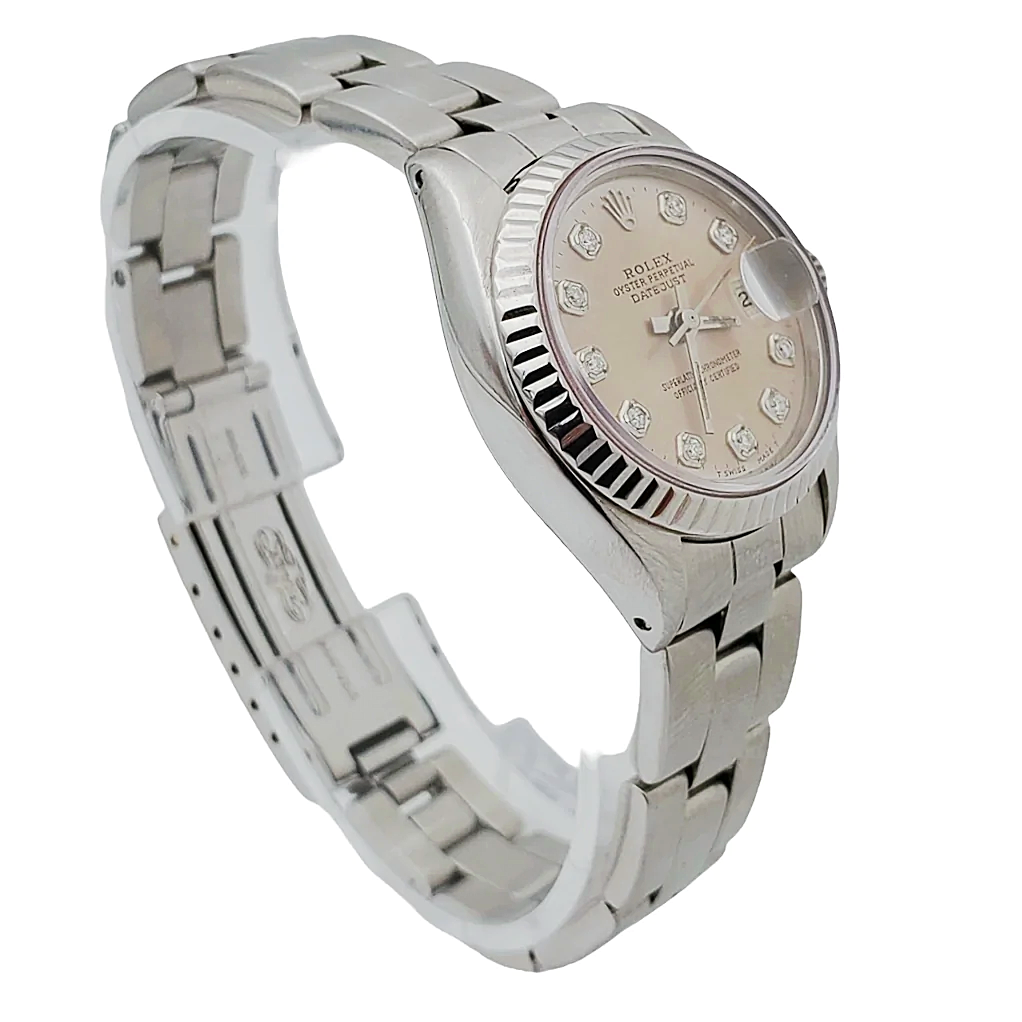 Ladies Rolex DateJust 26mm Stainless Steel Watch with Bronze Diamond Dial and Fluted Bezel. (Pre-Owned 179174)