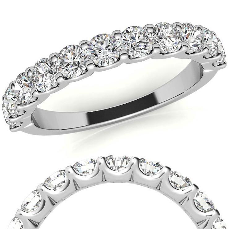 1.10 CT (SI Color H/I) 2.7g - 14K White Gold 10 Stone Diamond Anniversary Band.