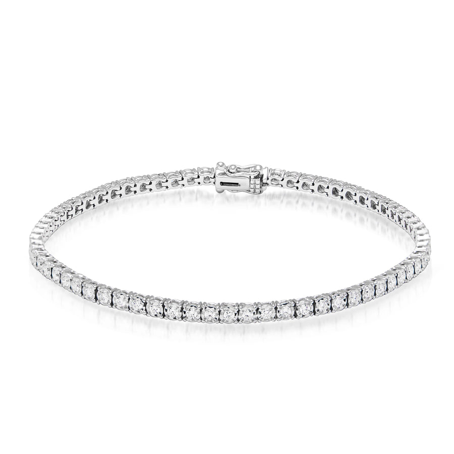 Women's 14K White Gold 2.88 Carat Total Weight Brilliant Diamond 7.0 GR Tennis Bracelet.