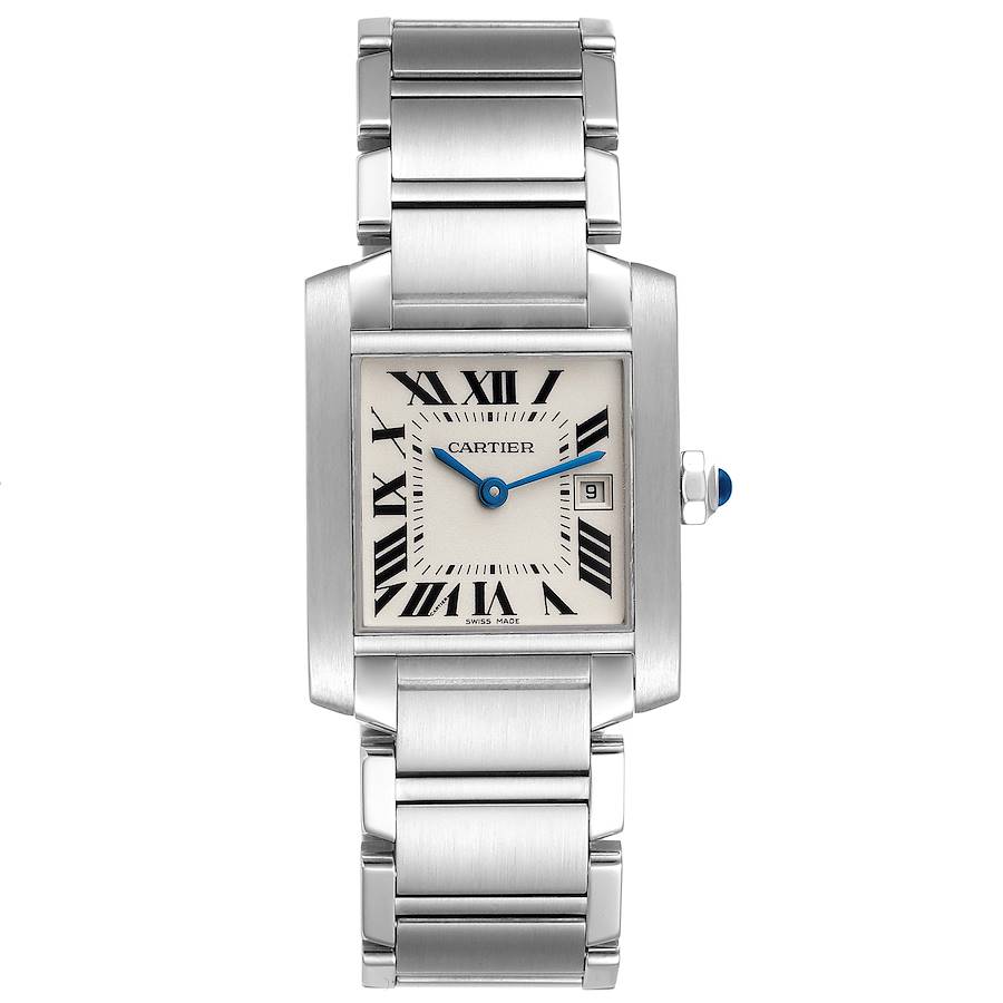Unisex Medium Cartier Tank Francaise Watch with White Dial in Polished Finish. (Pre-Owned W51008Q3)